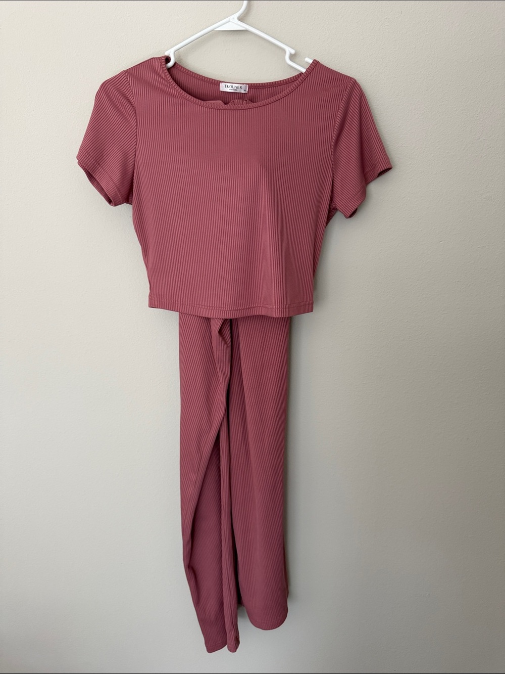 Ekouaer Ribbed Lounge Set 2-Piece Pajama Set